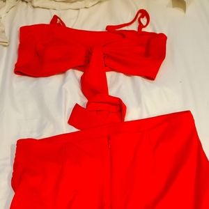Red two piece outfit